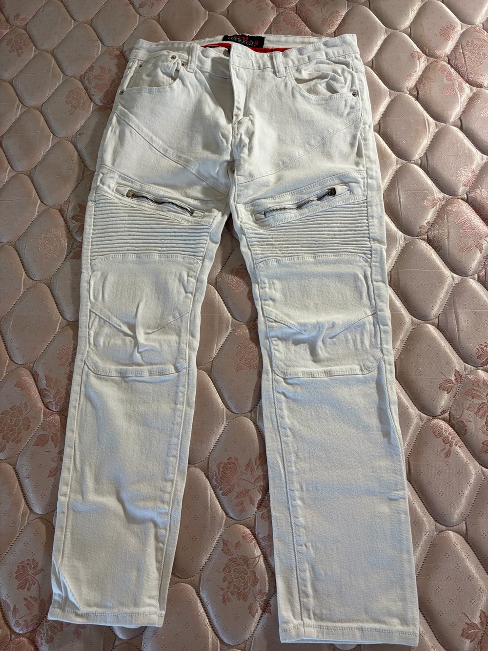 White Men’s Biker-Style Jeans